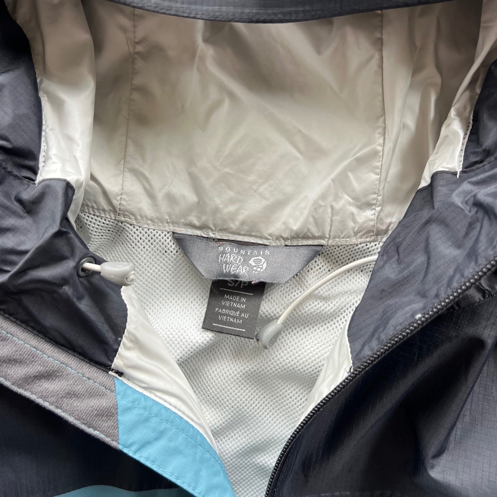 Mountain Hardwear Jacket Mens Small Blue Black Ripstop Hooded Gorpcore Hiking - Picture 3 of 9